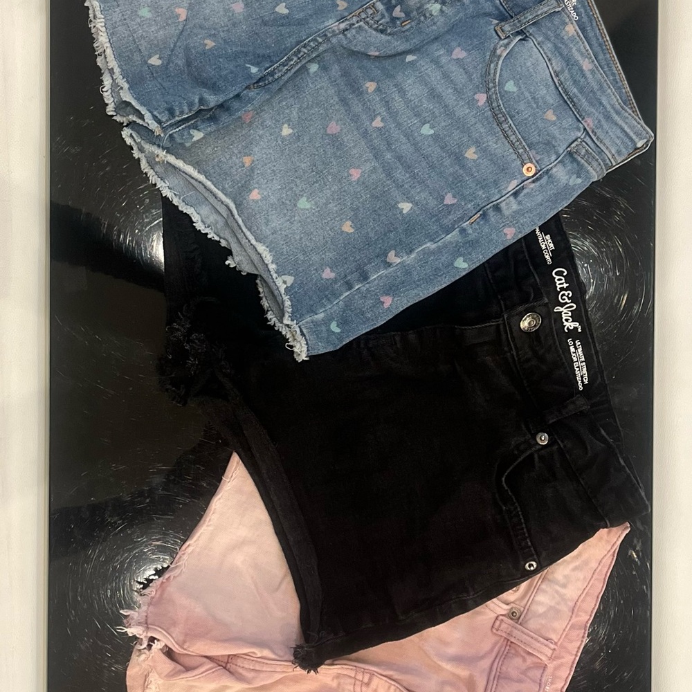 Cat & Jack Kids' Denim Shorts - Black, Blue and Pink